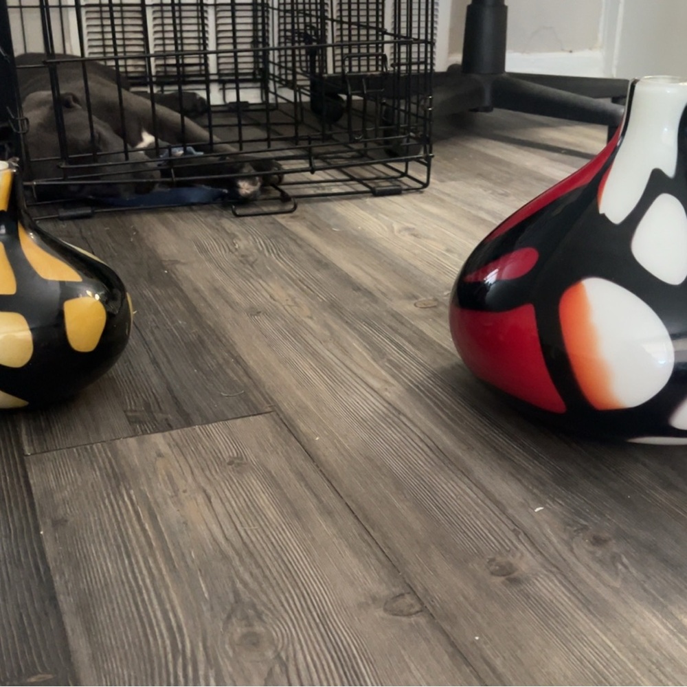 Vintage Abstract Black and Red Vase